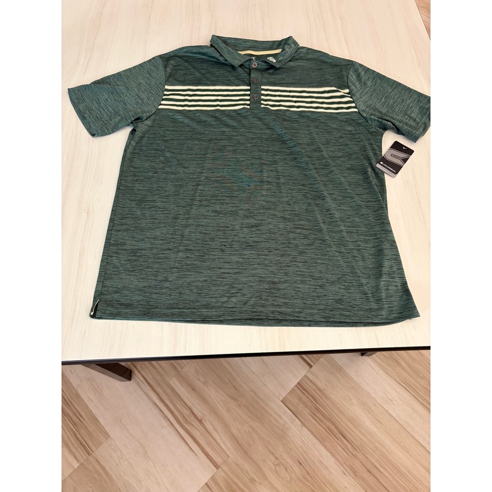 Colosseum Colorado State Rams Polo Men's XXL Green Striped Performance NWT